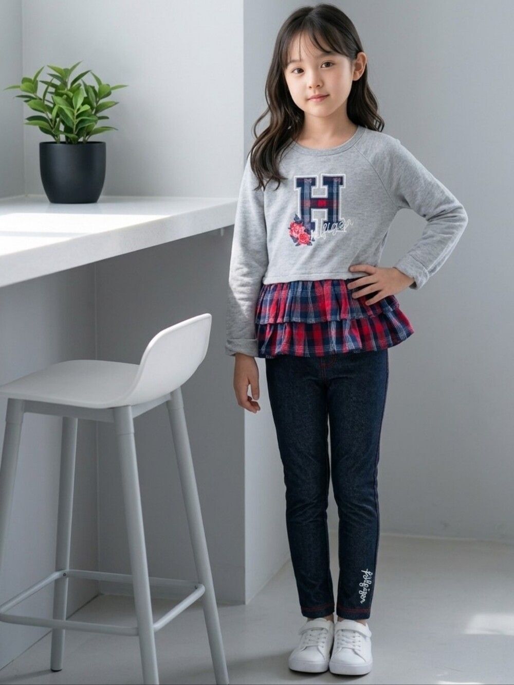 Tommy Hilfiger Girls 3T Matching Set Sweatshirt & Leggings Red White Blue Outfit